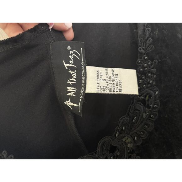 VTG 90s Black Crushed Velvet Long Sleeve Dress Size Small Whimsigoth Vampy - Picture 7 of 7